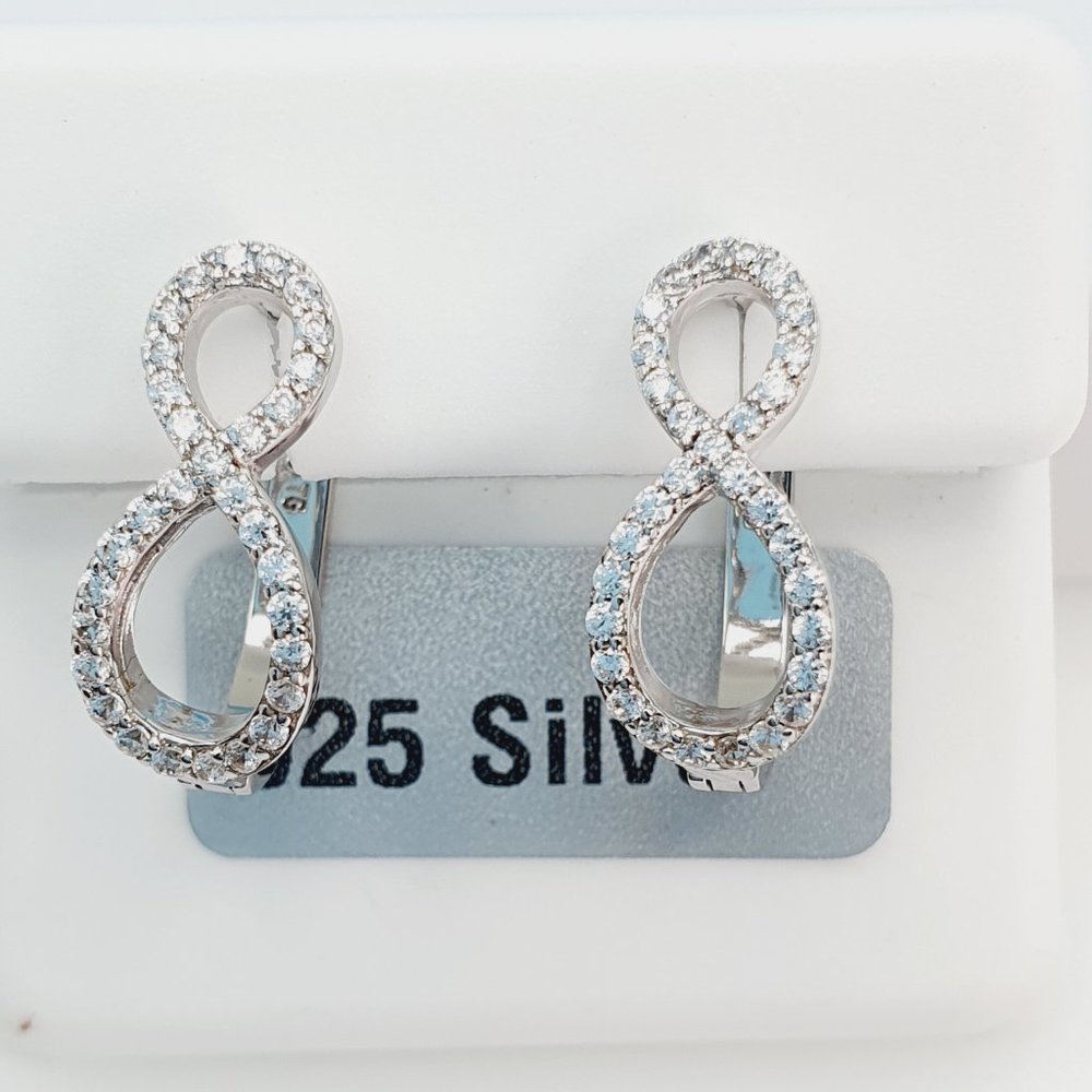 "925 Sterling Silver Cubic Zirconia Earrings, U19254850